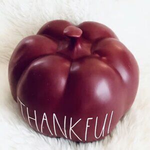 THANKFUL Pumpkin Magenta Fall/Thanksgiving Decoration-ceramic Burgundy